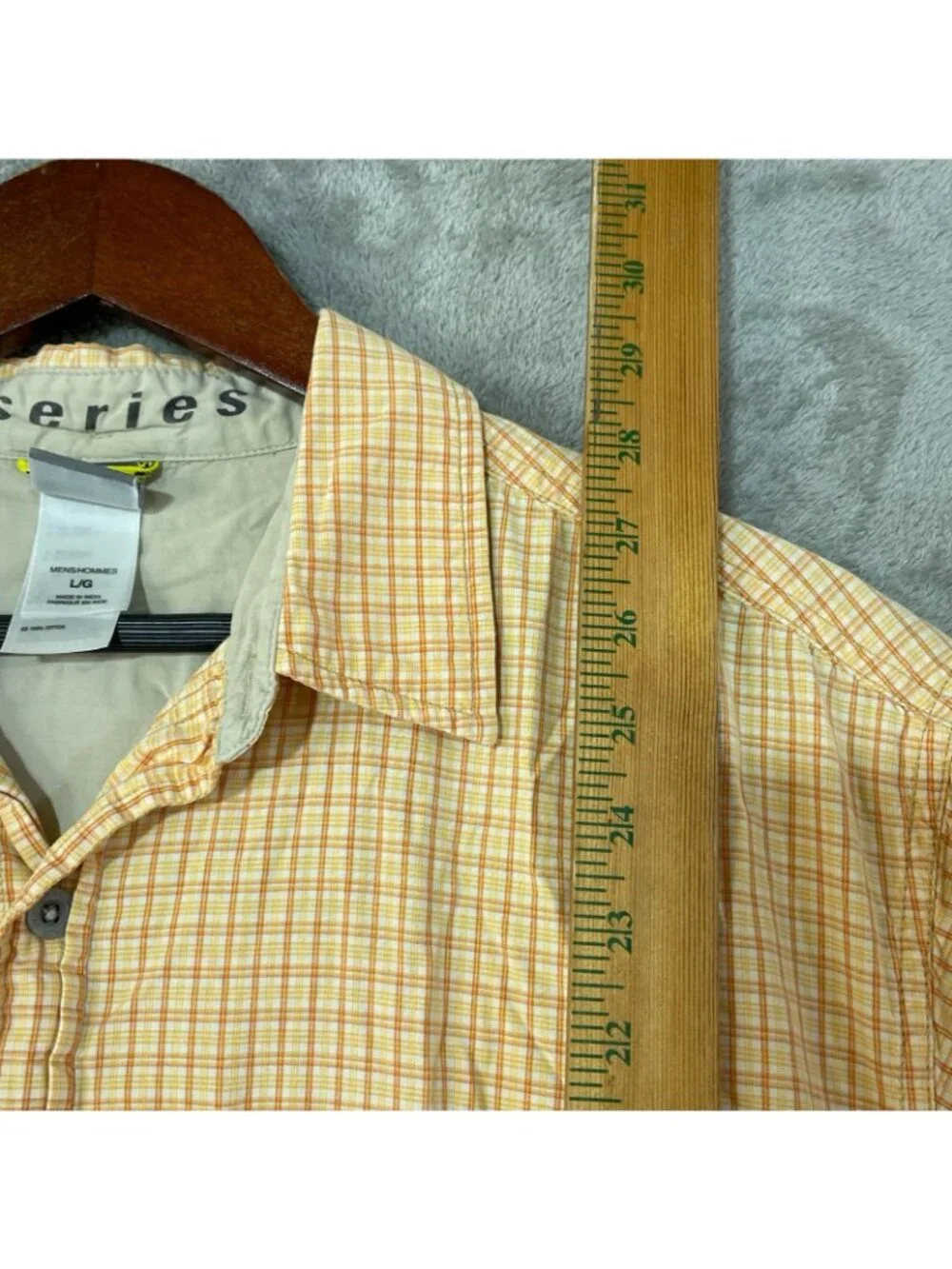 The North Face A5 Series Men's L Short Sleeve Button-Up Shirt Yellow Plaid C0987